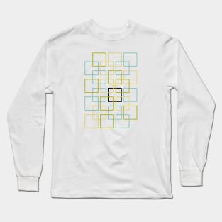 Interlocking Squares Blue Green Black Yellow Long Sleeve T-Shirt